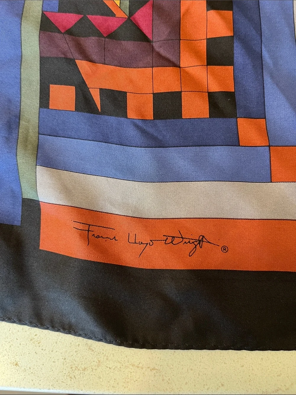 Vintage Frank Lloyd Wright Museum of Modern Art Silk Scarf 1989